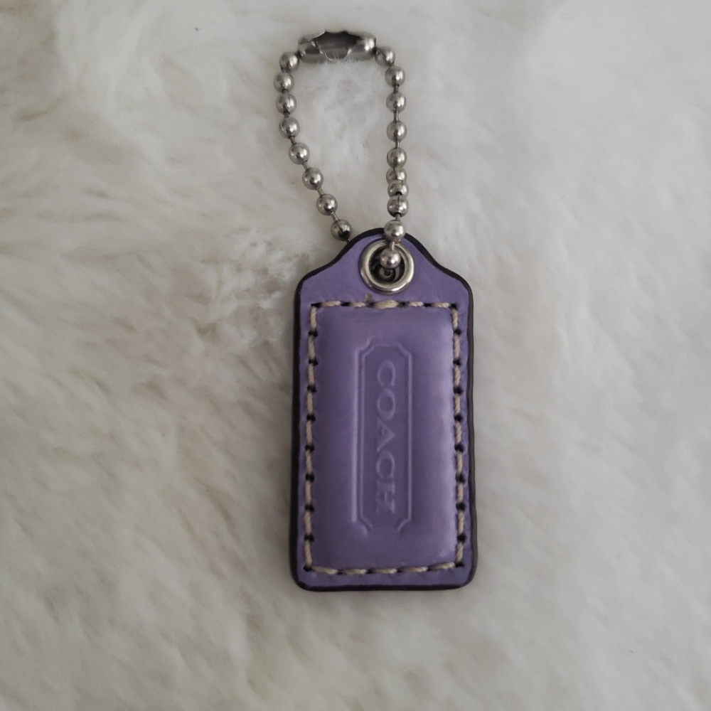 Coach Leather Purse Wallet Bag tag Lilac Purple Charm 1.5"